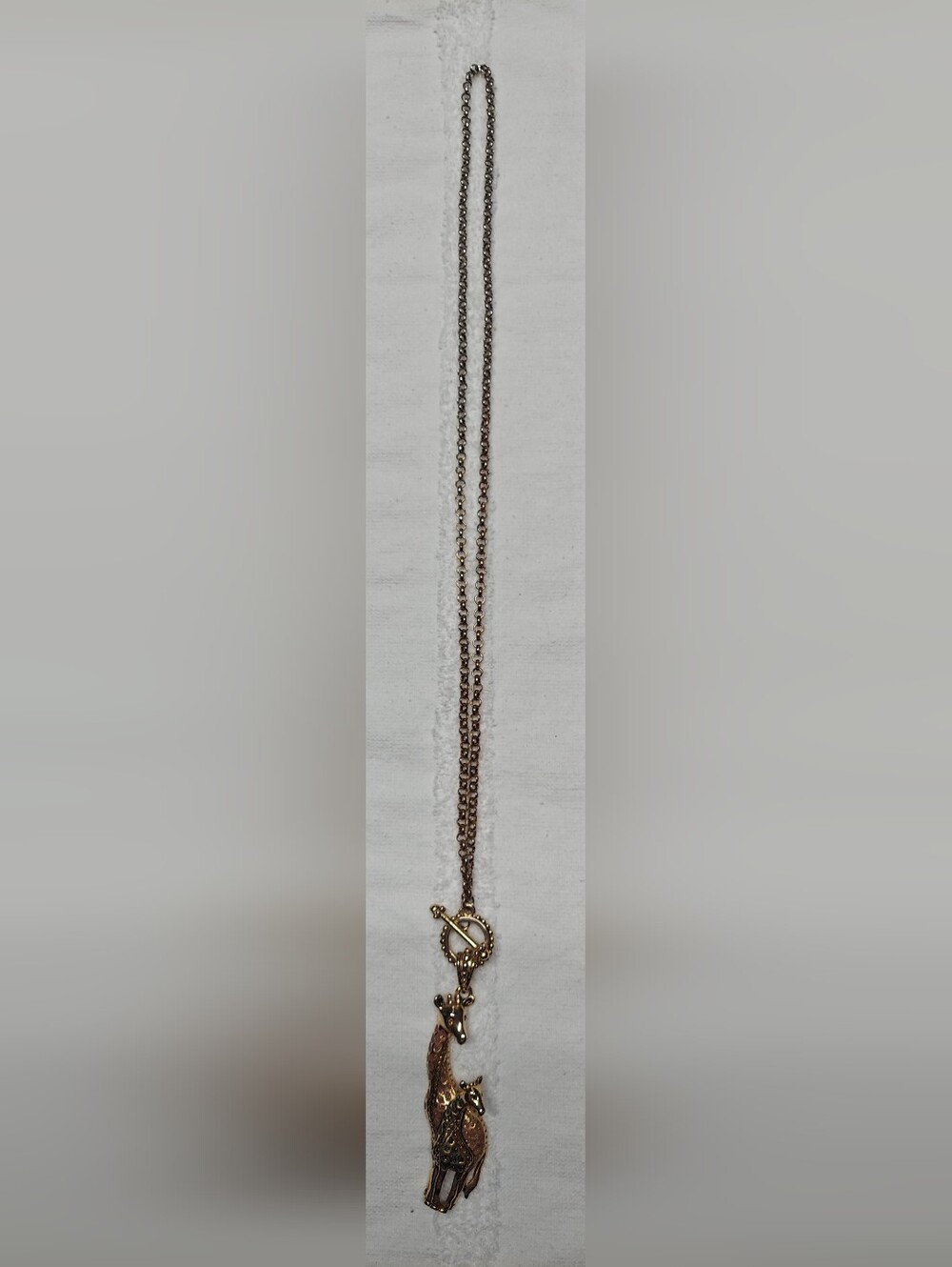 Goldtone Giraffe & Baby Necklace